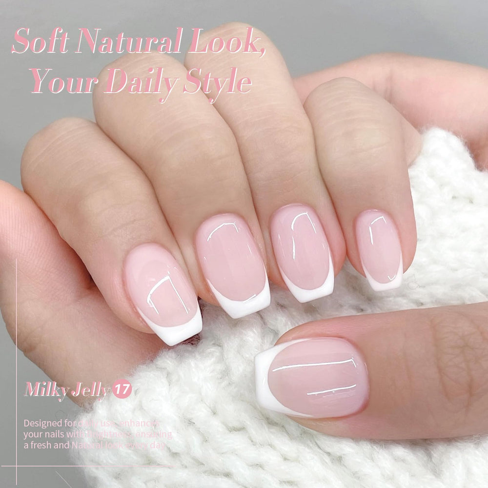 Born Pretty applied on fingernails showing translucent pink manicure and polished look benefit