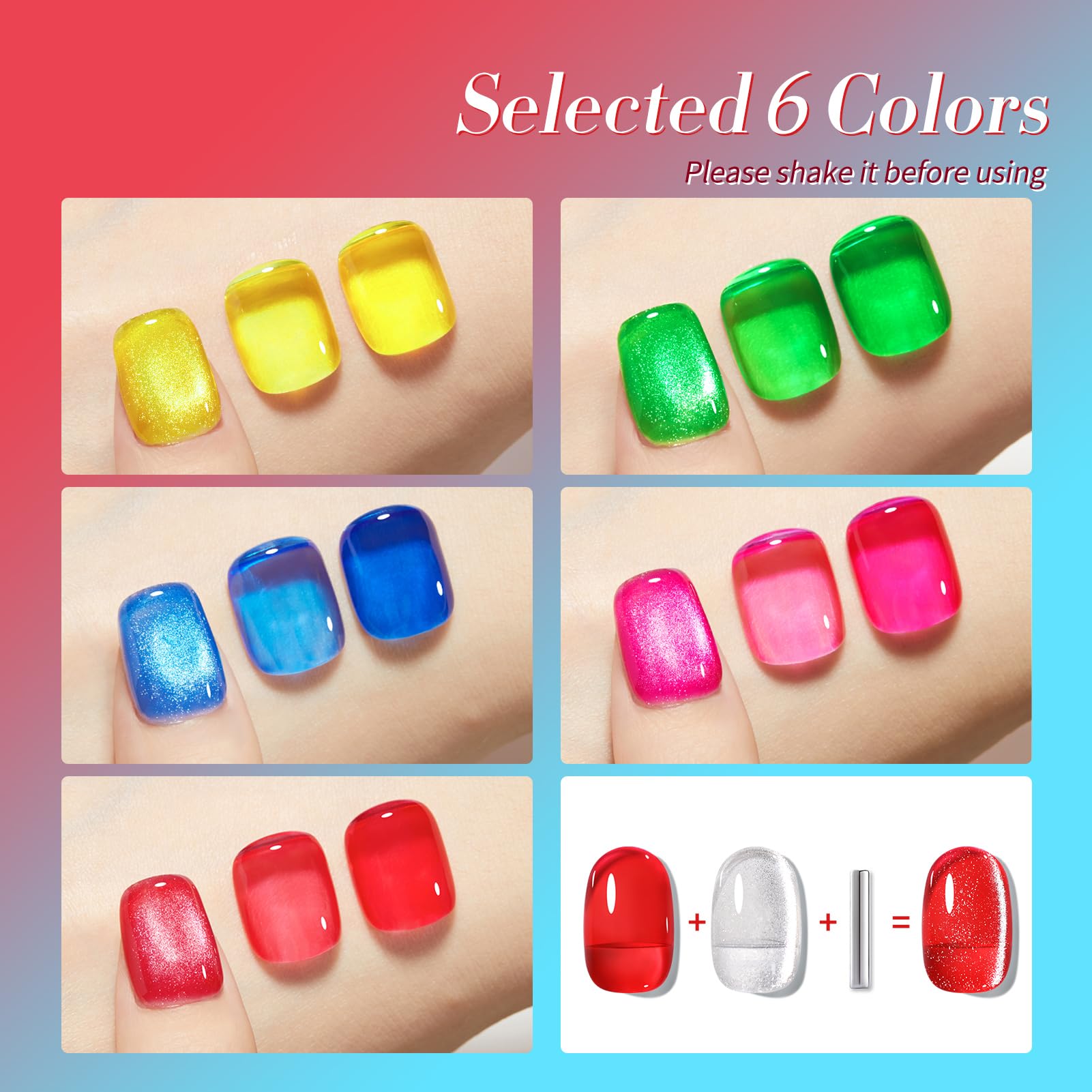 Born Pretty open bottles displaying five neon jelly shades for versatile layering and effects