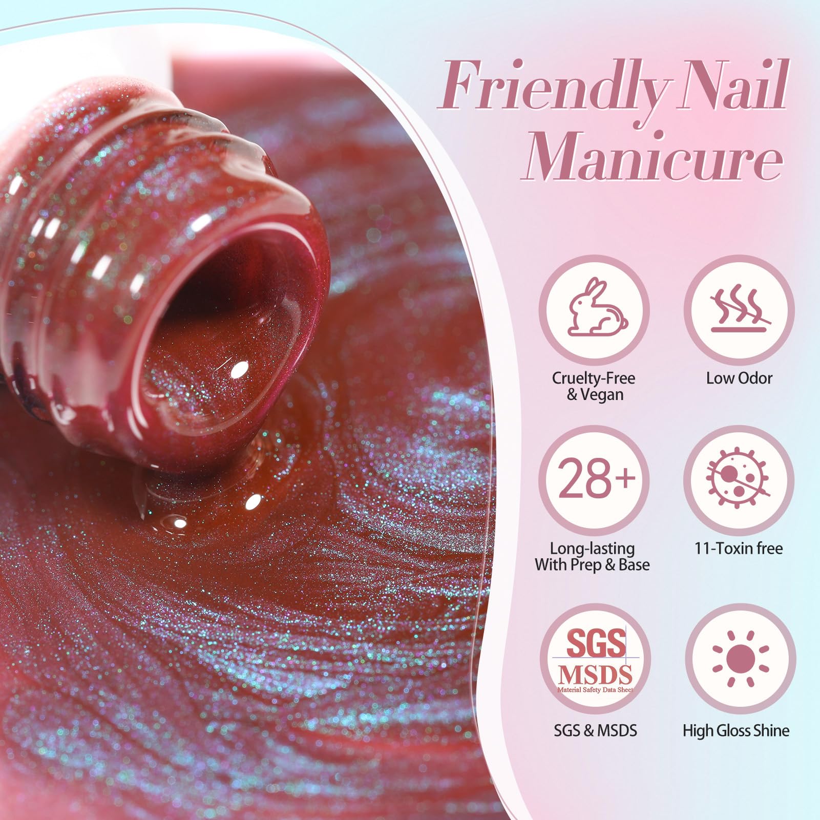 BORN PRETTY label detail with product name and usage benefits visible