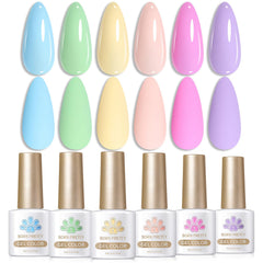 Born Pretty front packaging showing six pastel gel bottles and gift-ready presentation