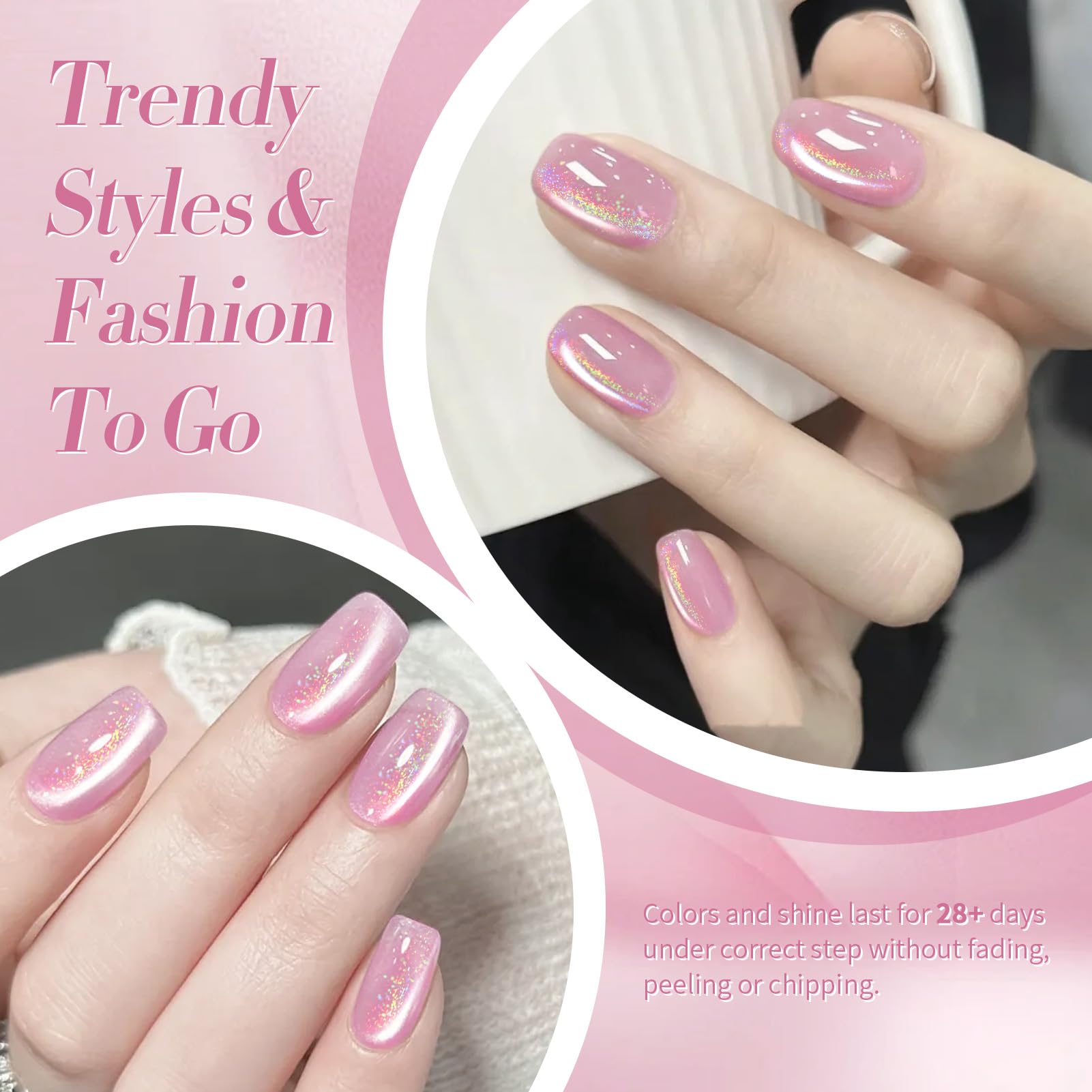 born pretty brush stroke swatch of holographic pink showing texture and color payoff benefit: easy coverage