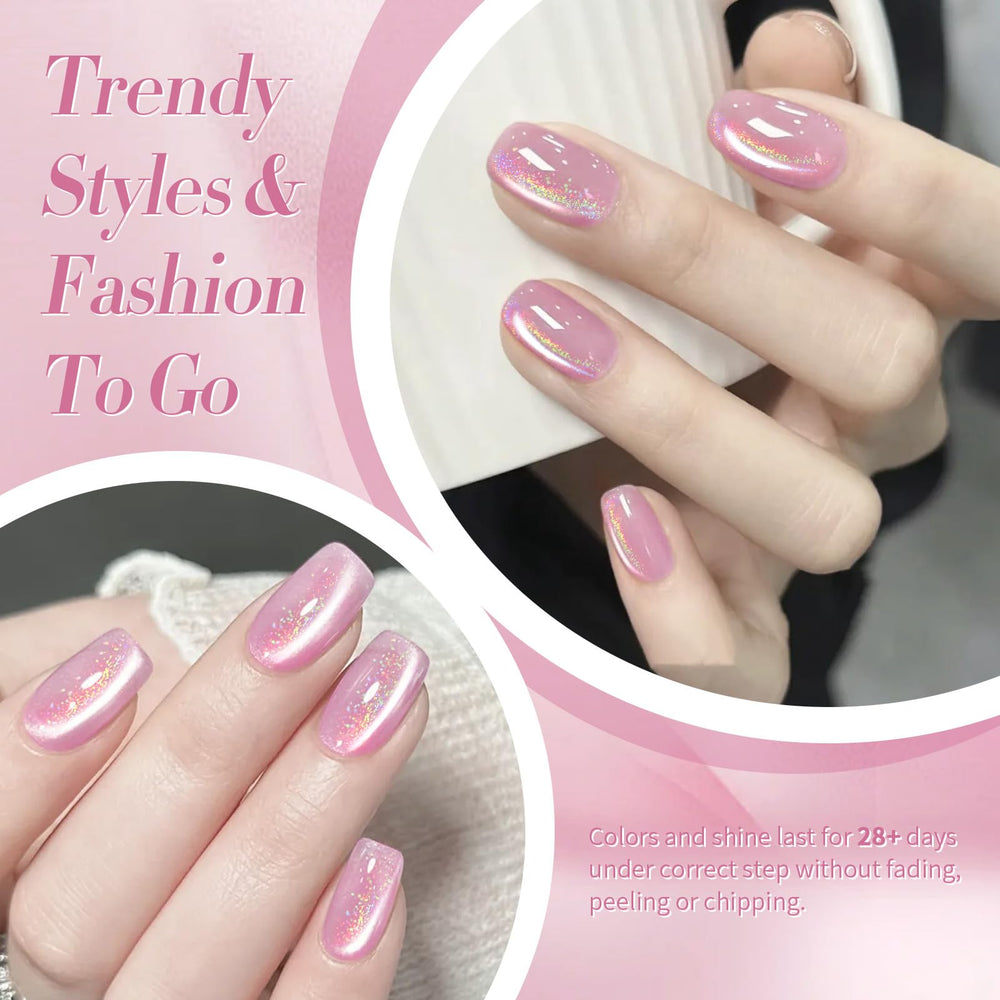 born pretty brush stroke swatch of holographic pink showing texture and color payoff benefit: easy coverage