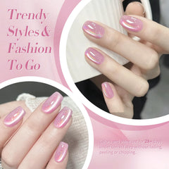 born pretty brush stroke swatch of holographic pink showing texture and color payoff benefit: easy coverage