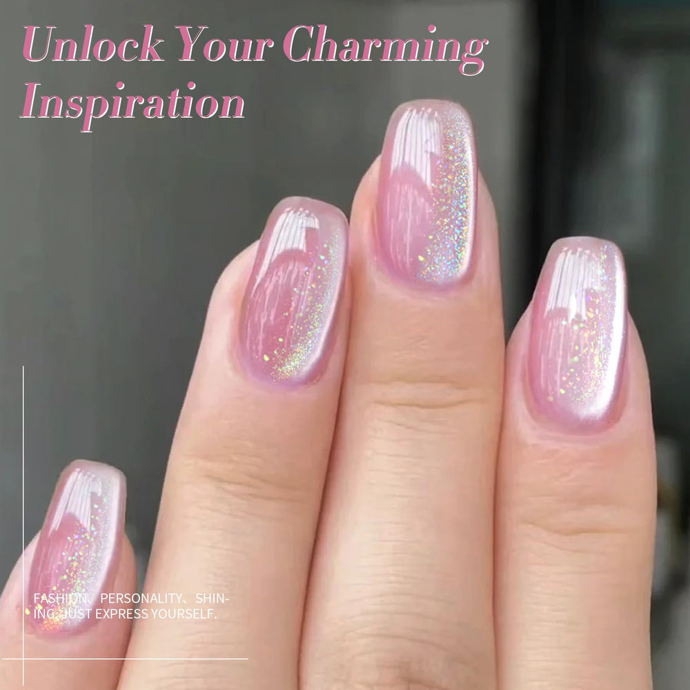 born pretty close-up of magnet creating cat-eye line showing dynamic shimmer benefit: dramatic finish