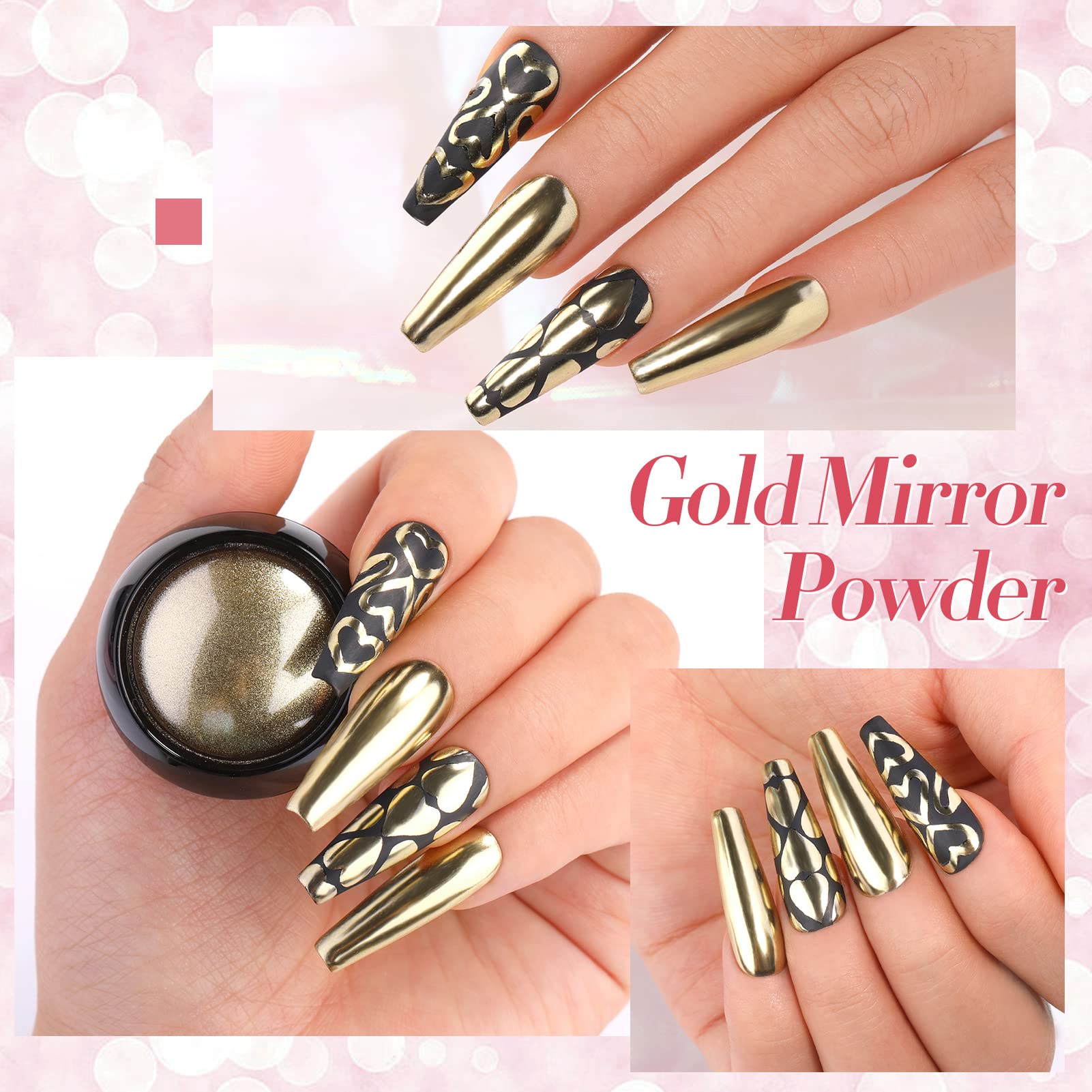 Born Pretty pink holographic powder sparkle showing multi-dimensional shimmer