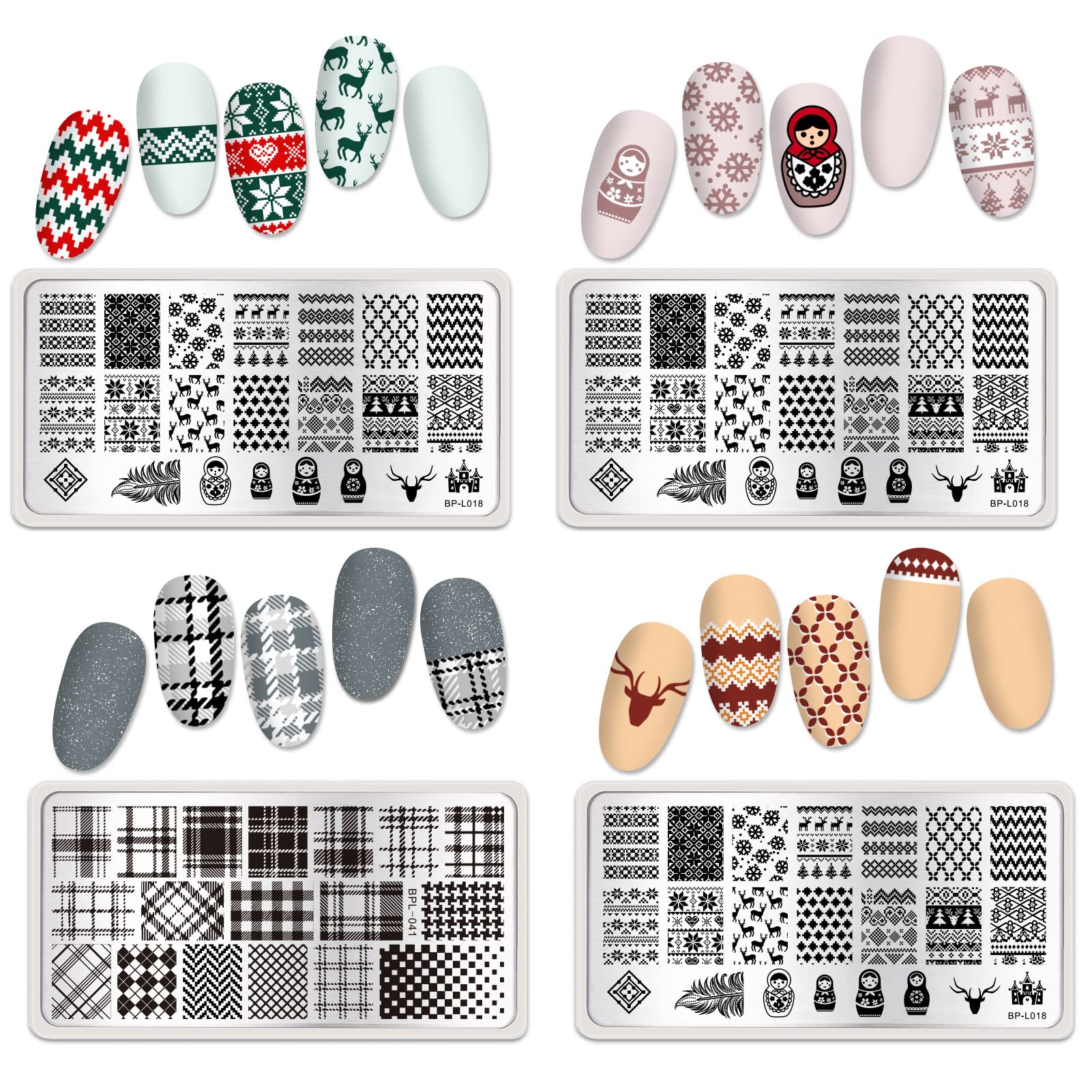 Born Pretty plaid design close-up for precise geometric looks and consistency