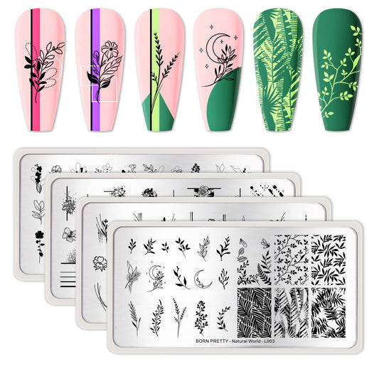 BORN PRETTY plate front view showing floral designs and clear engraving benefit precision