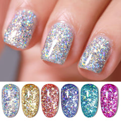 Born Pretty reflective flash effect close-up showing holographic sparkle for photos