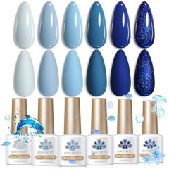 Born Pretty arranged shades from baby blue to navy showing color variety