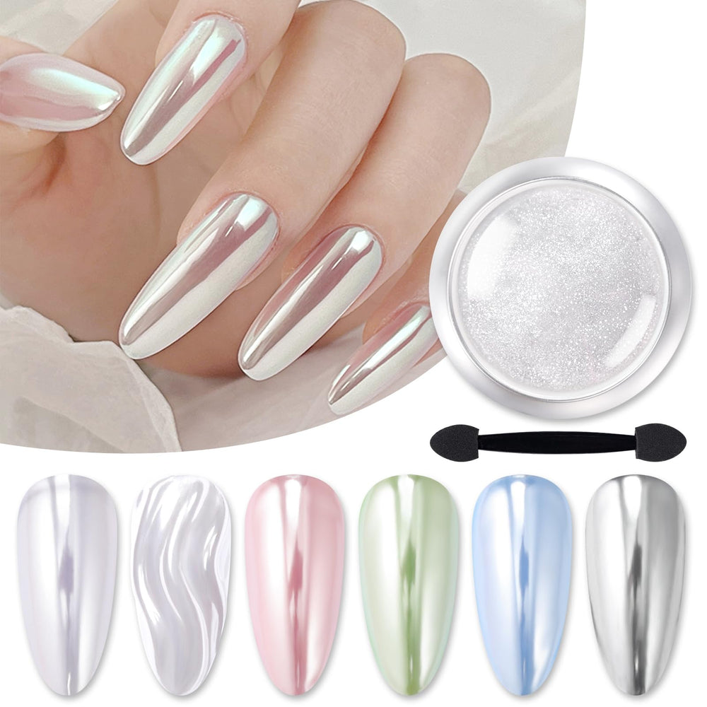 Born Pretty jar front showing silver chrome powder for high-shine nails