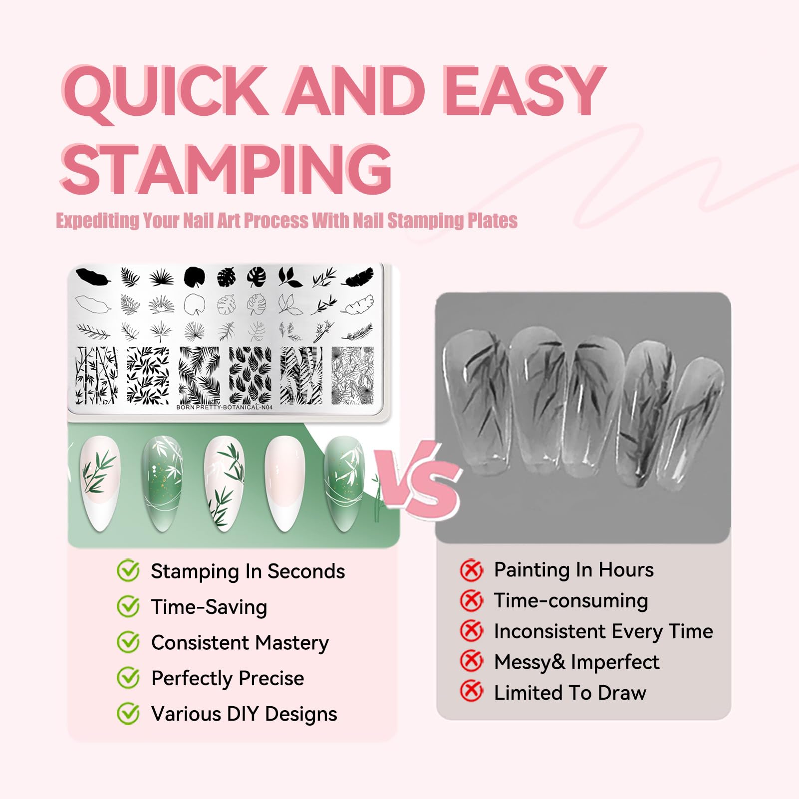 Born Pretty plate held by hand to show scale and easy handling benefit