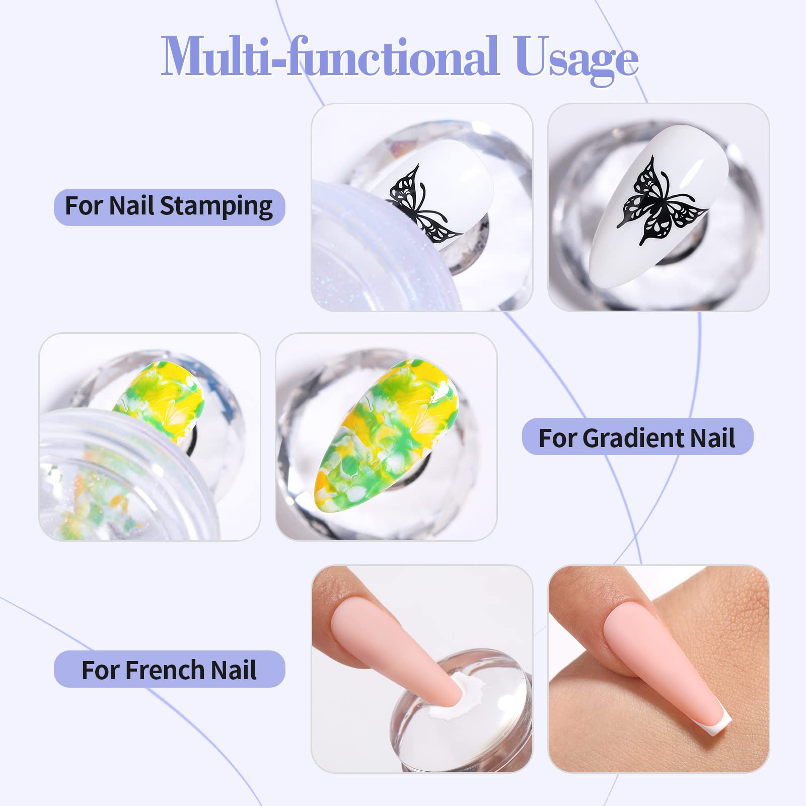 Born Pretty transparent stamper aligned over a nail to show precise placement