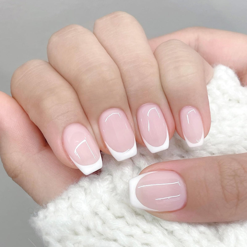 Born Pretty stamper pressing French tip showing precise placement