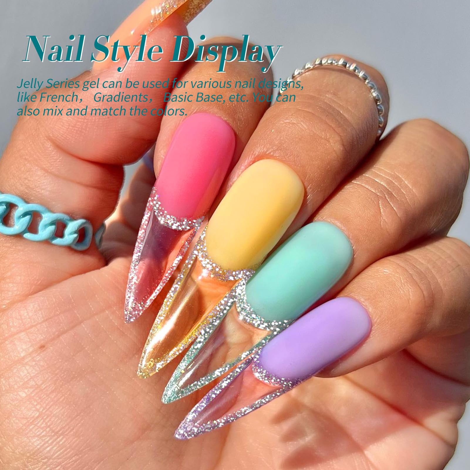 Born Pretty lake blue swatch on nail showing translucent depth and luminous beach-ready effect
