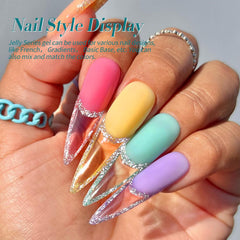 Born Pretty lake blue swatch on nail showing translucent depth and luminous beach-ready effect