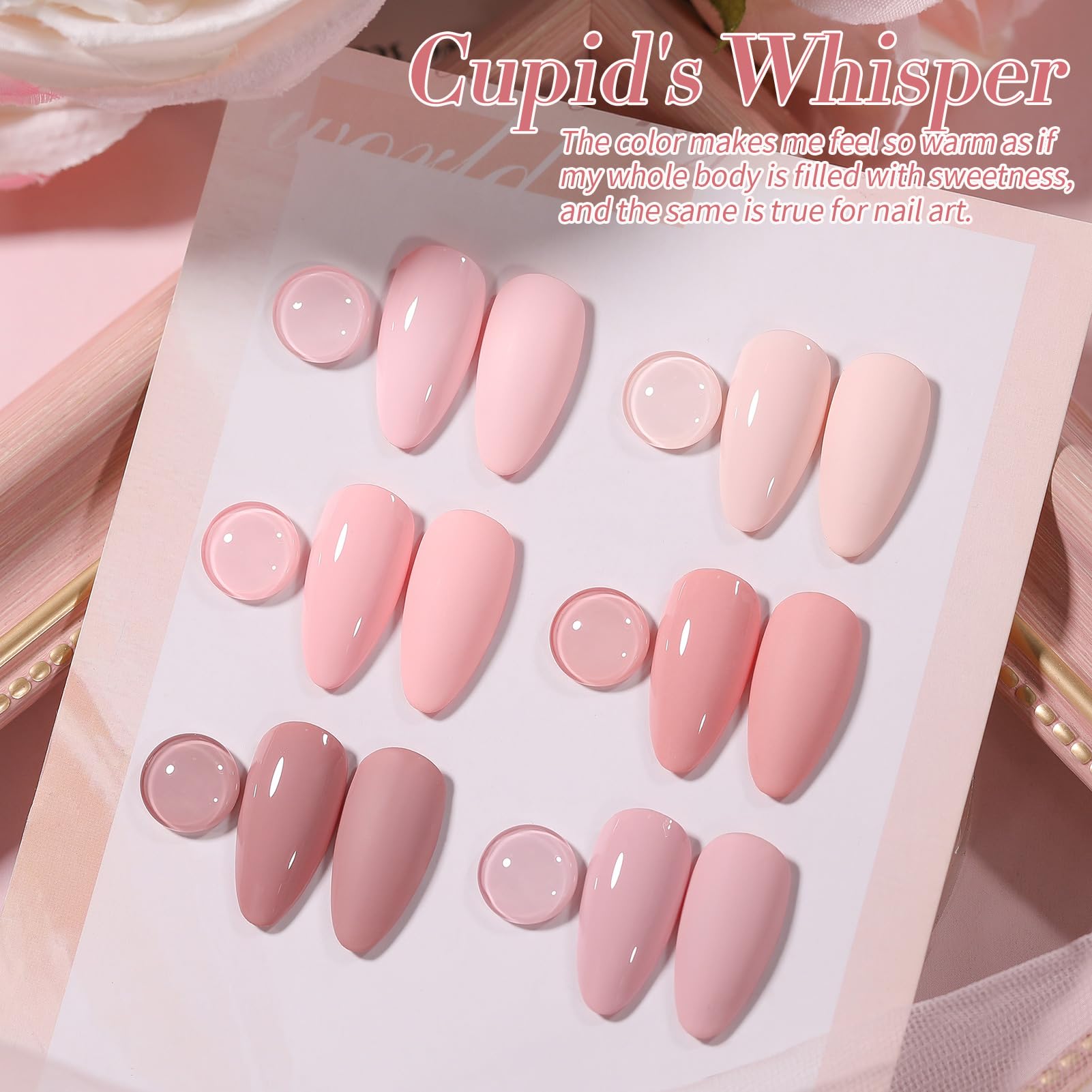Born Pretty swatch wheel with six pink tones for quick color comparison when choosing