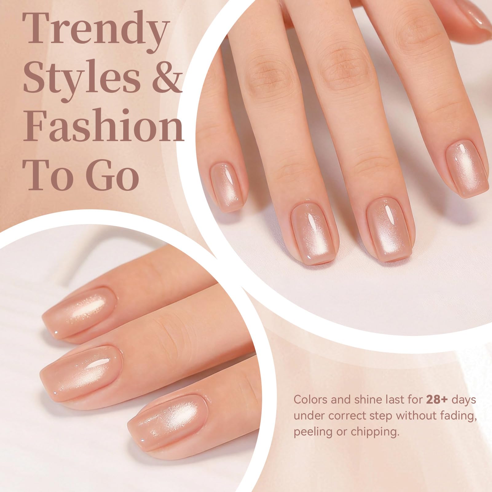 Born Pretty brush stroke of translucent nude pink showing smooth texture and glitter coverage