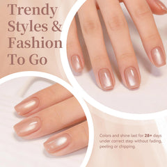Born Pretty brush stroke of translucent nude pink showing smooth texture and glitter coverage