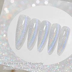 Born Pretty close-up texture of milky white holographic glitter showing reflective depth