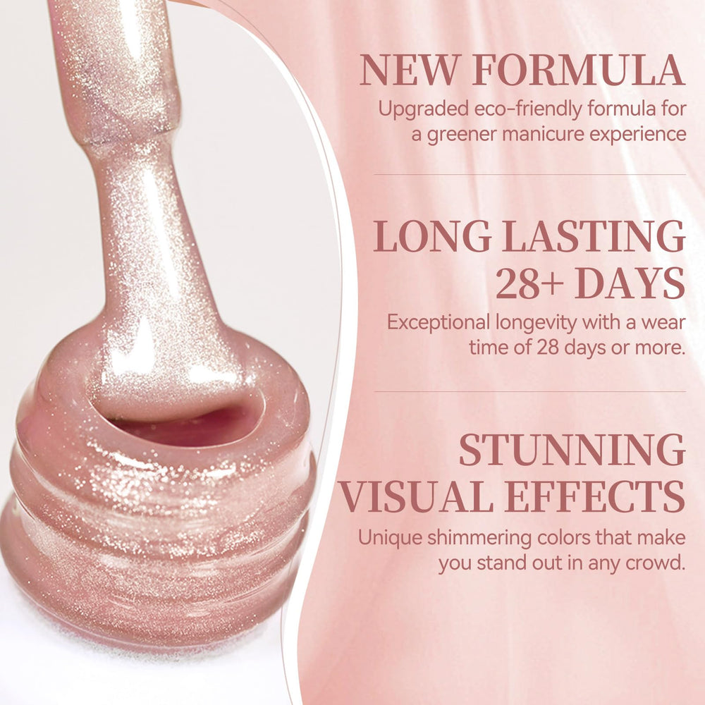 Born Pretty close-up glitter finish highlighting peach pink shimmer