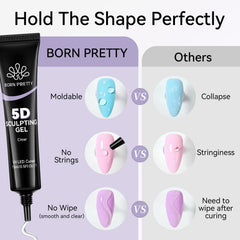 Born Pretty textured 5D flowers on nails showing raised effect and visual depth