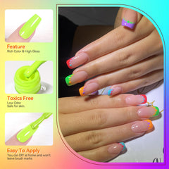 Born Pretty three-finger neon gradient example for creative manicure ideas