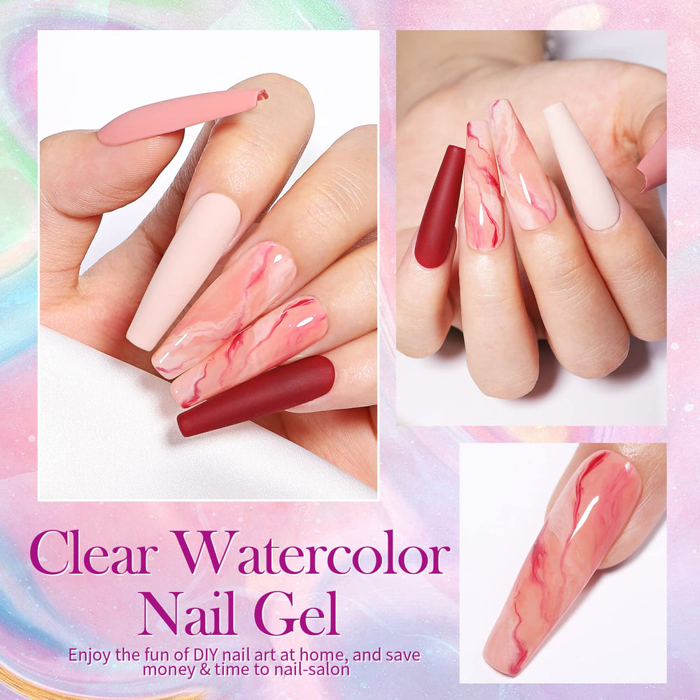 Born Pretty watercolor nail set showing floral designs and styling benefit