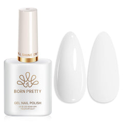 Born Pretty bottle front view showing pure white gel polish for clean French manicures