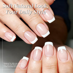 Born Pretty on-model fingers demonstrating crisp French tip created with the white gel