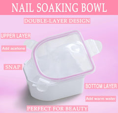 Borogo bowls in use soaking fingers to speed gel and dip powder removal