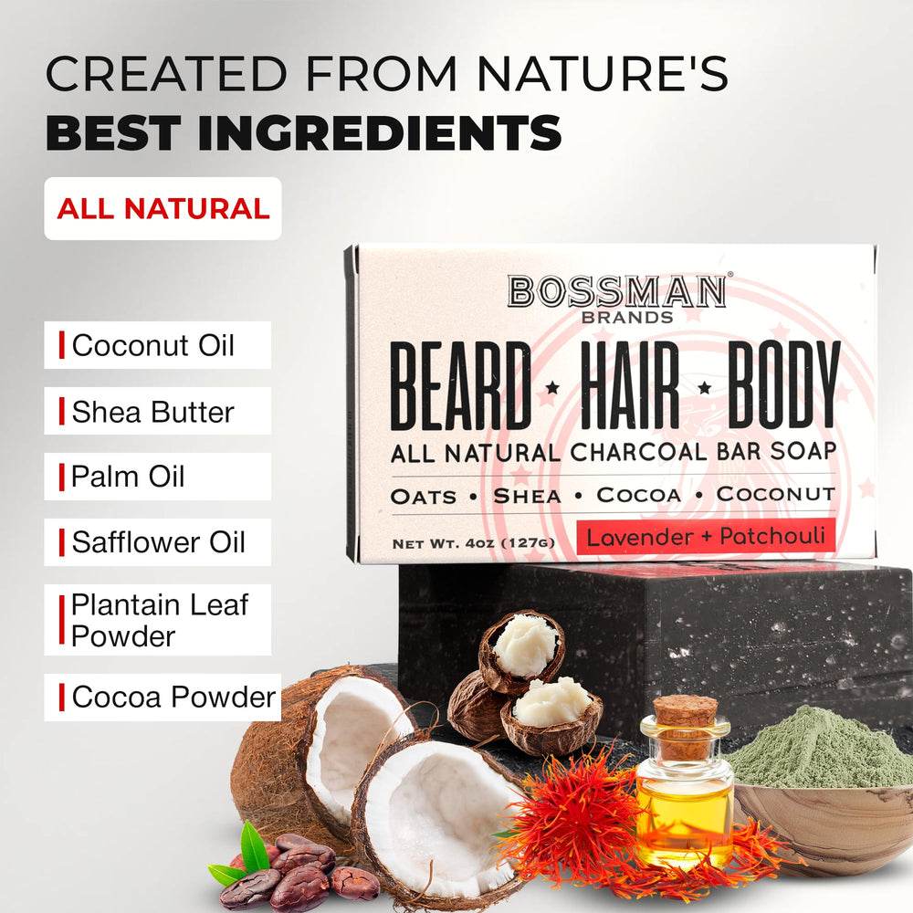 Bossman beard wash in use lather on facial hair for softer beard