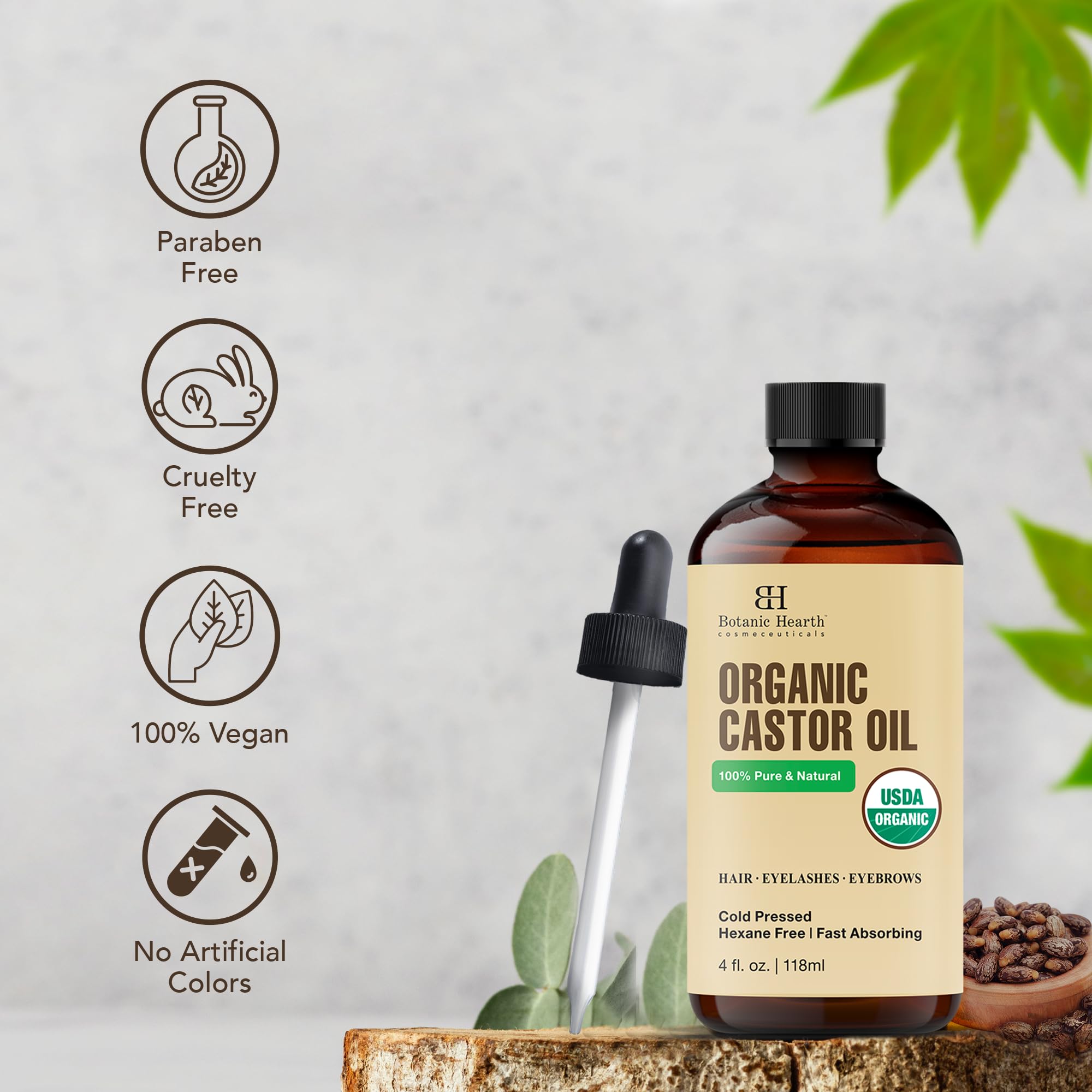 Botanic Hearth included applicators and dropper beside bottle, ready-to-use convenience