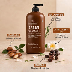 Botanic Hearth bottle held in hand showing 16 fl oz scale and travel practicality