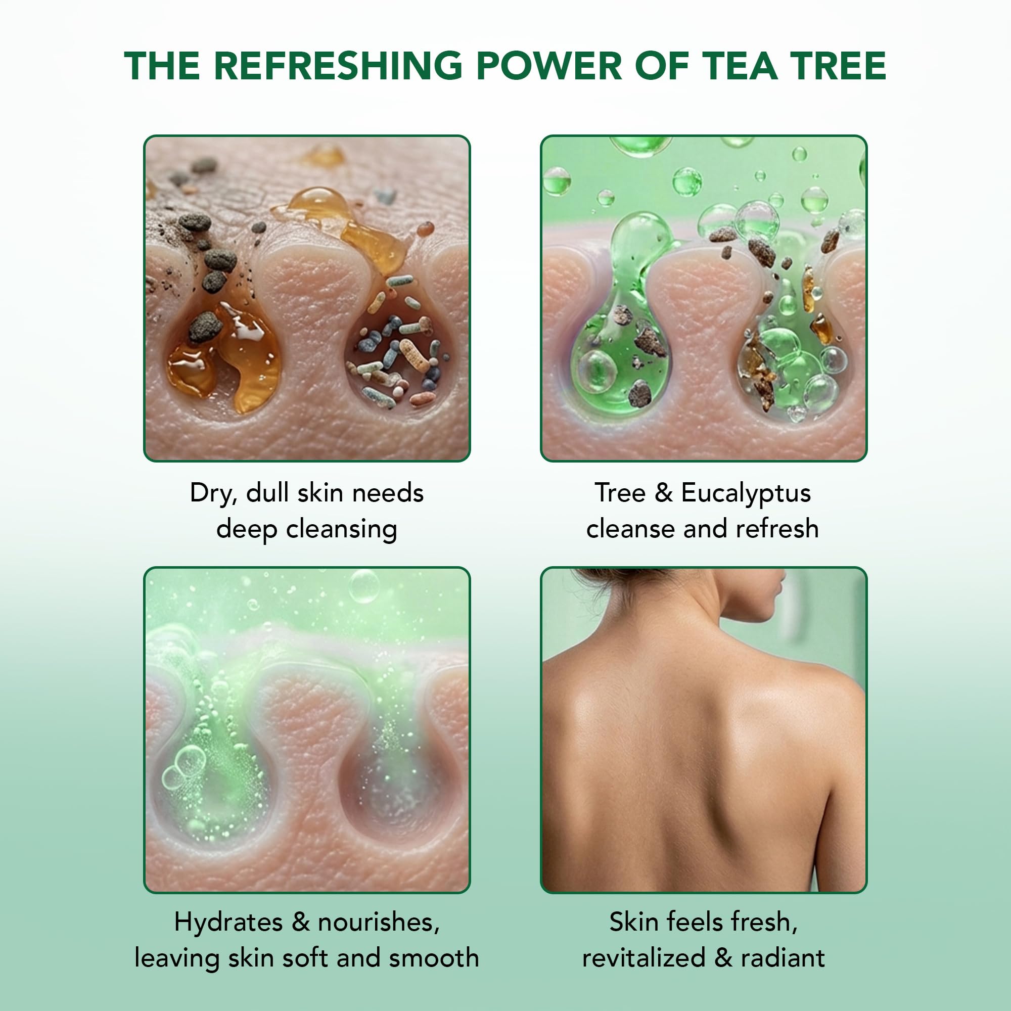 Botanic Hearth bottle on shower shelf conveying refreshing cleanse