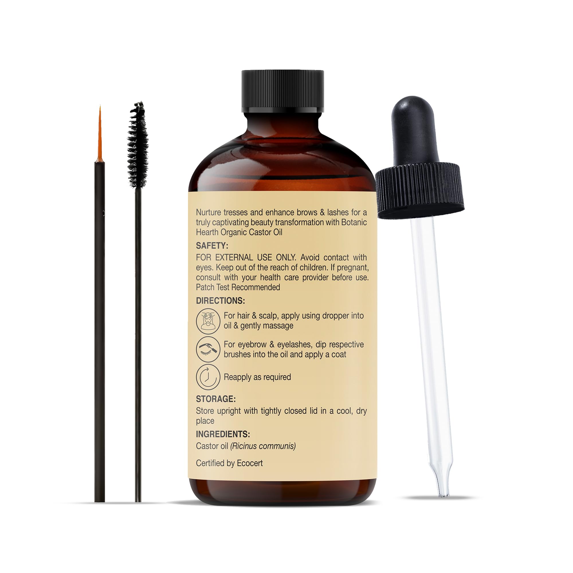 Botanic Hearth dropper dispensing castor oil, precise controlled application benefit