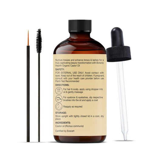 Botanic Hearth dropper dispensing castor oil, precise controlled application benefit