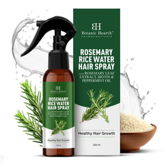 Botanic Hearth bottle front view showing rosemary rice water spray benefits