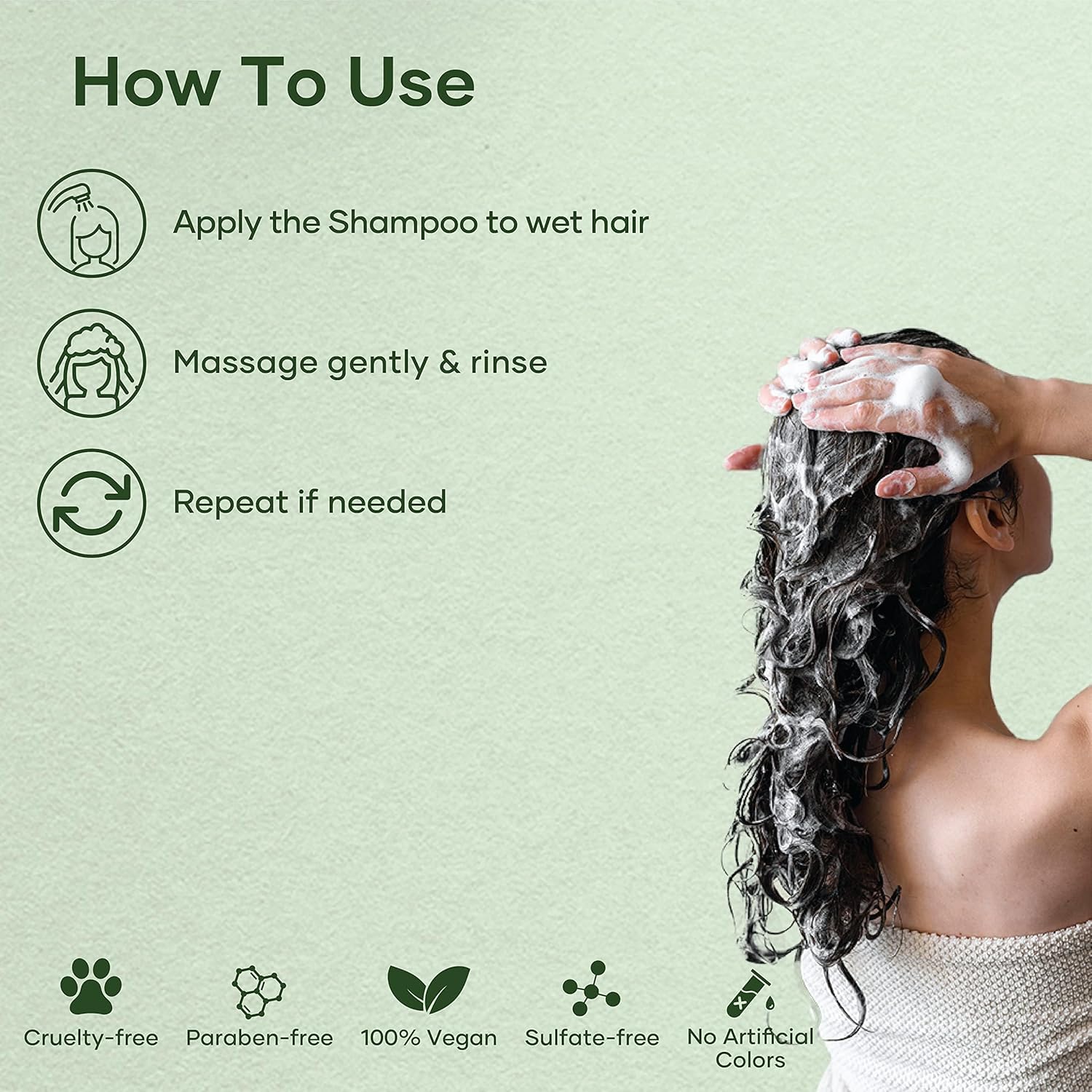 Botanic Hearth shampoo being poured into palm illustrating easy application