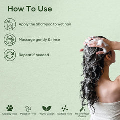 Botanic Hearth shampoo being poured into palm illustrating easy application