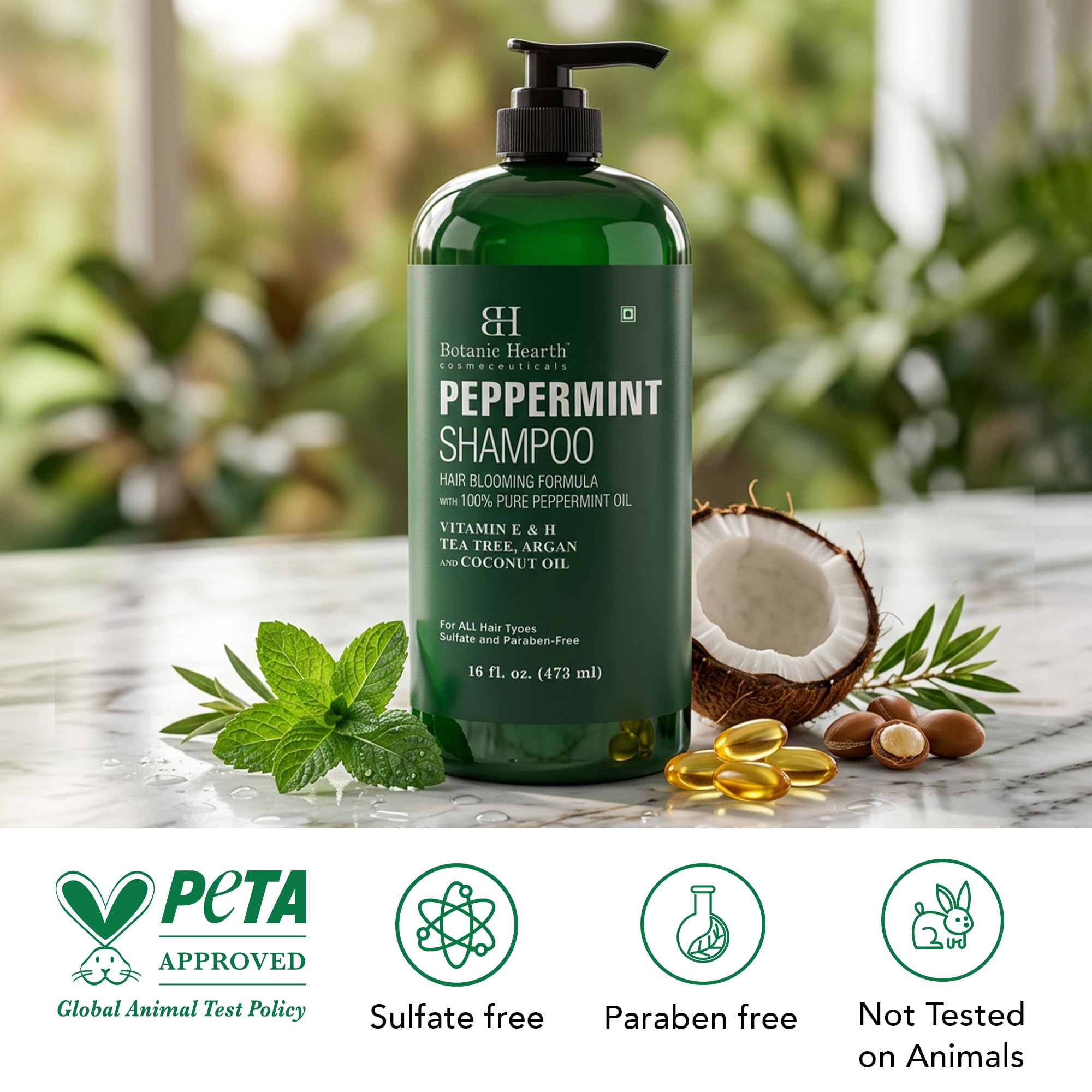 Botanic Hearth shampoo staged in shower setting for daily routine