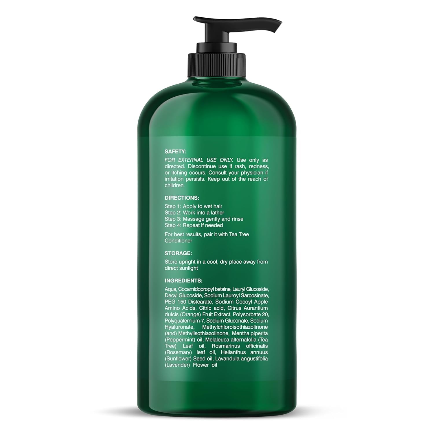 Botanic Hearth bottle in hand showing 16 fl oz scale for size and portability