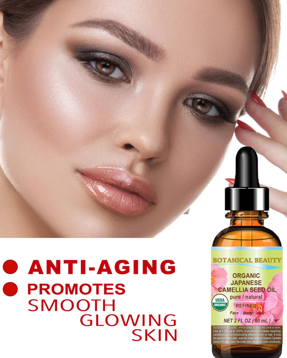 Botanical Beauty bottle next to ruler showing 15 ml compact travel-friendly size