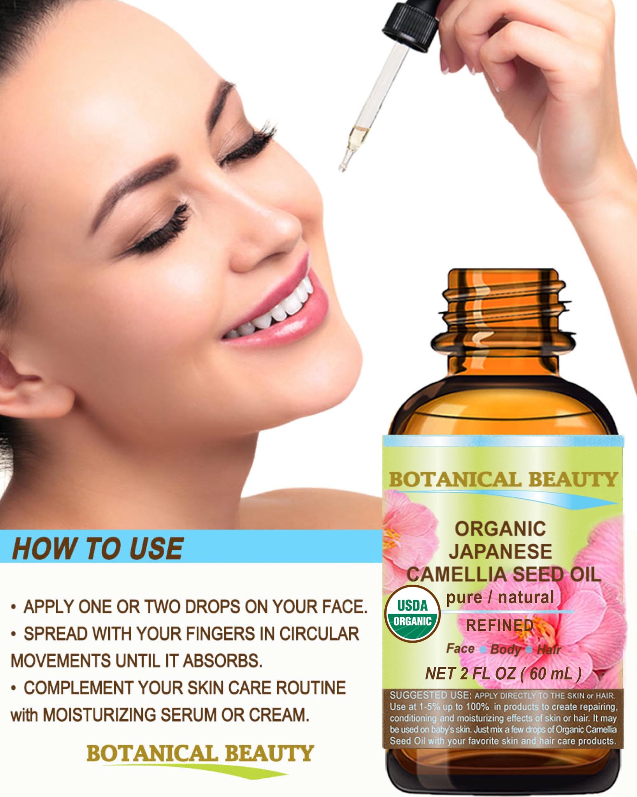 Botanical Beauty label detail with organic claims and ingredient clarity benefit