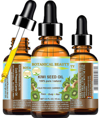 Botanical Beauty bottle front view showing pure kiwi seed oil packaging