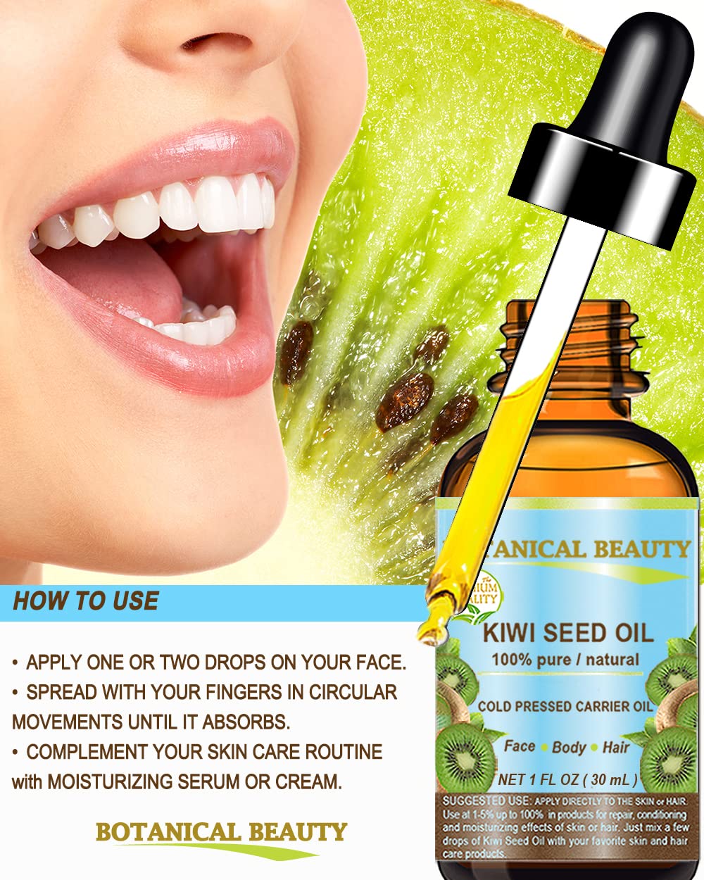 Botanical Beauty oil being applied to skin for moisturising and soothing