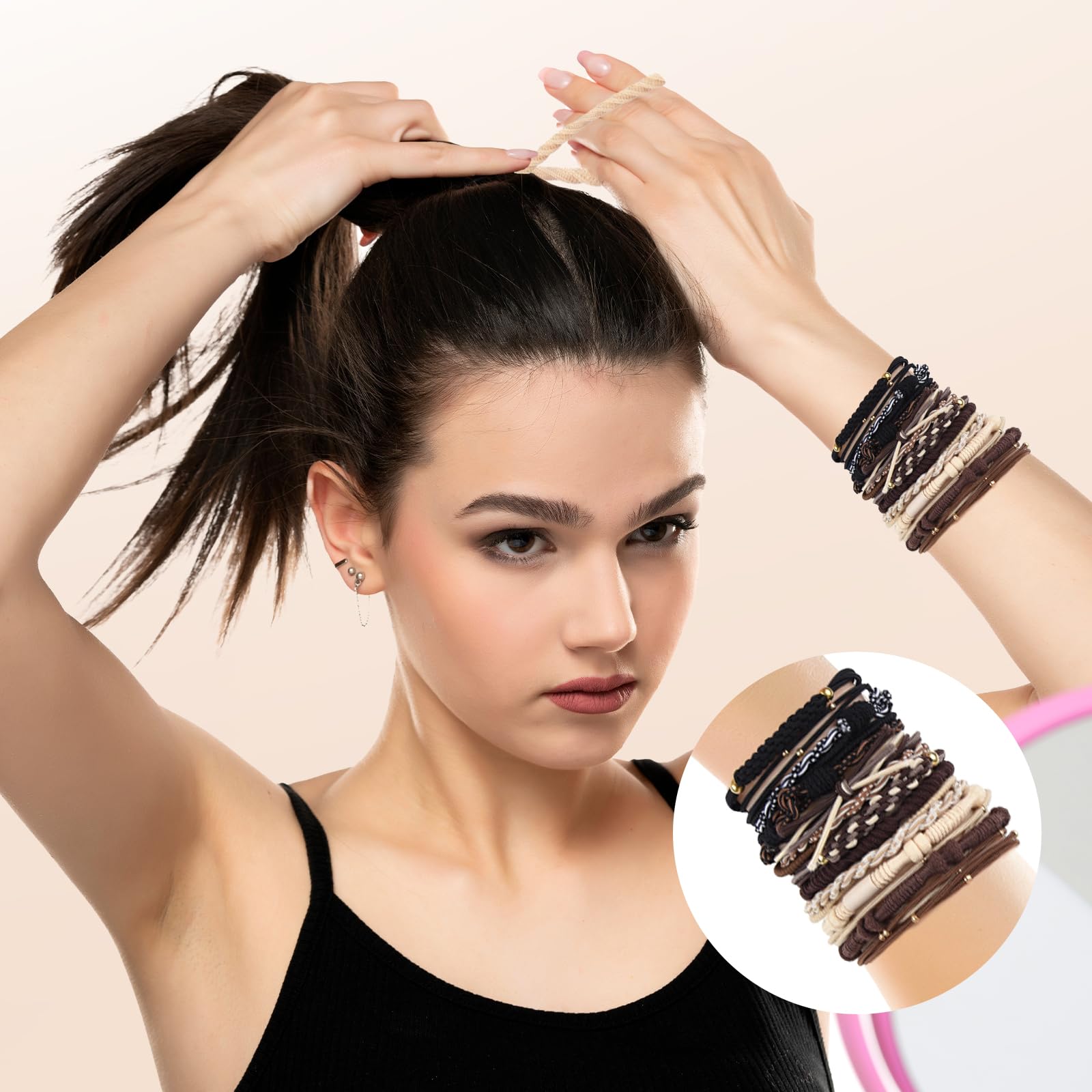 Bouiexye hair tie securing a high ponytail with firm hold and no creases