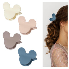 BOUNIQ front view of four matte mouse ear clips, shows colors and compact design