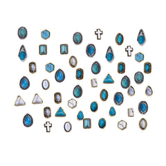 BOXOB front packaging showing 50 turquoise charms and assortment benefit