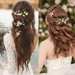 BOYIVI gold leaf comb placed in bridal updo demonstrating secure hold