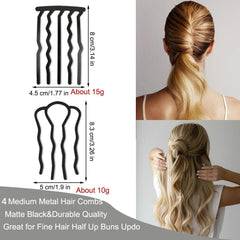 BOYIVI combs securing a French twist on model, demonstrating reliable hold and polished finish